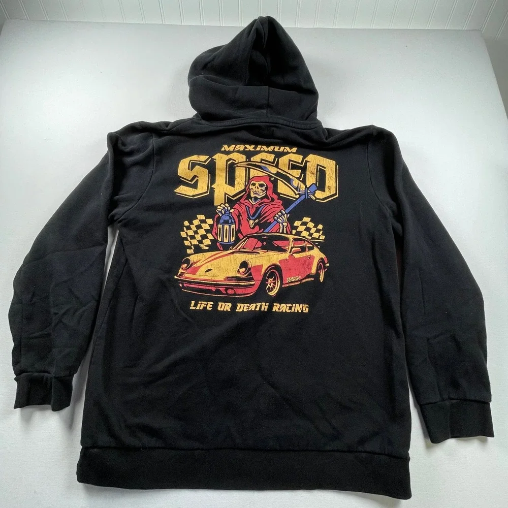 Retrofit Maximum Speed Racing Reaper Graphic Hoodie Black Mens XL Sports Car